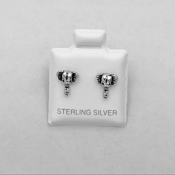 Jewelry - Silver Elephant Head Earrings, Elephant Earrings